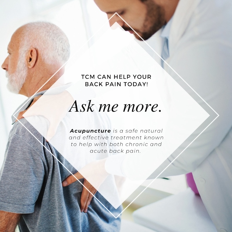 tcm can help your back pain today! ask me more